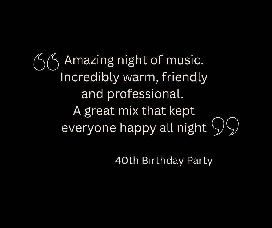 “Amazing night of music. Incredibly warm, friendly and professional. A great mix that kept everyone happy all night.”